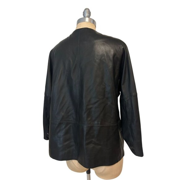 Talbots Black Buttery Leather Open Front Jacket Size 18 - Picture 3 of 5